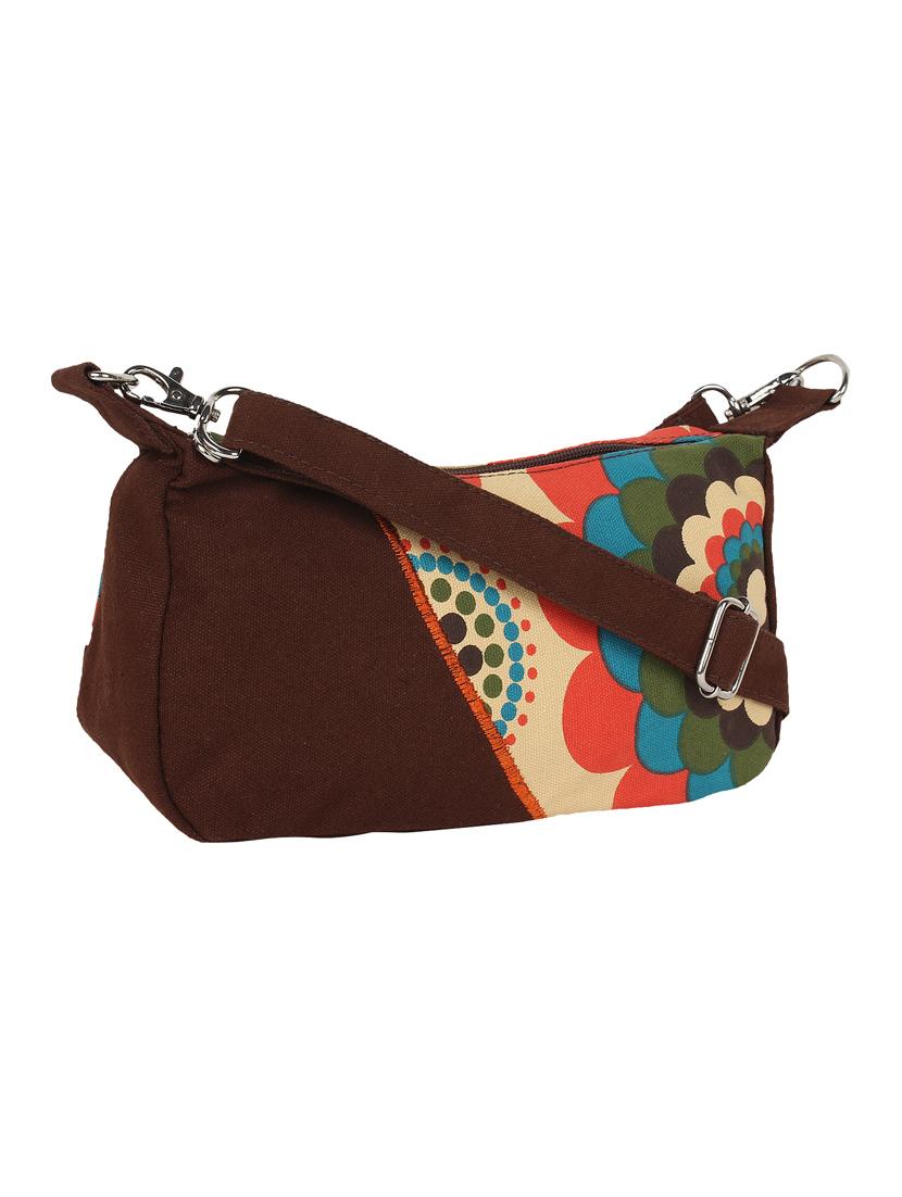 brown,multi-colored canvas sling bag - 10008113 - Zoom Image - 5