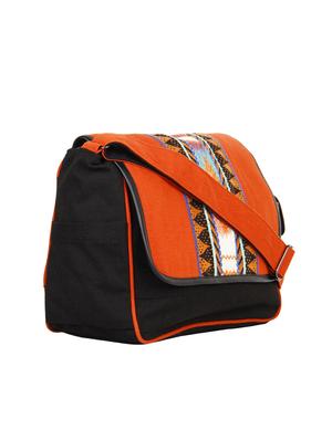 orange,black canvas sling bag - 10008192 - Standard Image - 5