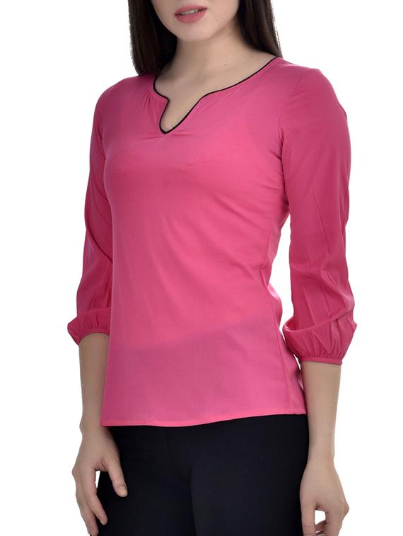 contrast piping notch neck top - 10010166 - Zoom Image - 2
