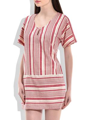 red,cream cotton dress - 10016526 - Standard Image - 2