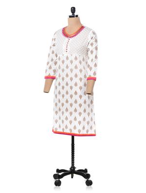 white gold straight kurta - 1002136 - Standard Image - 2
