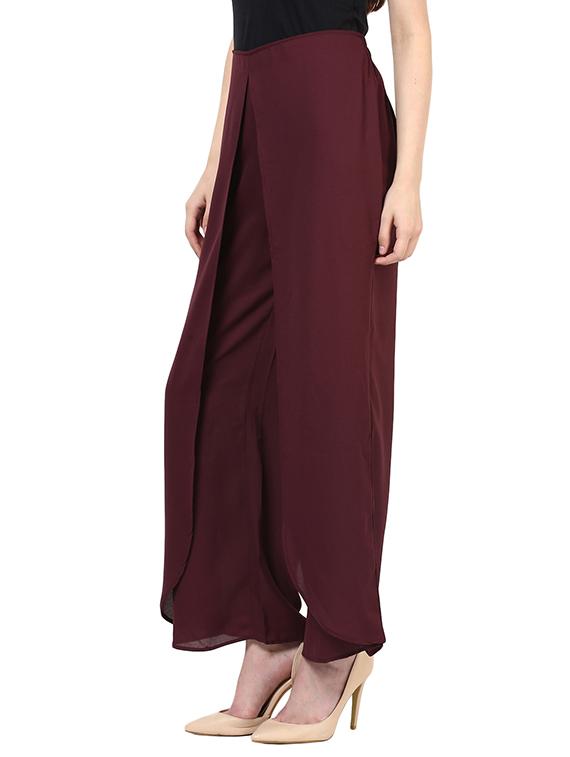 maroon georgette palazzos - 10022921 - Zoom Image - 2