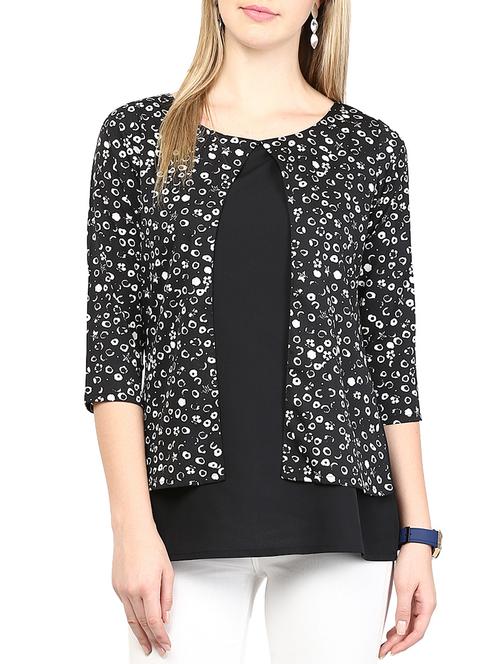 monochrome print layered top - 10023070 - Standard Image - 1