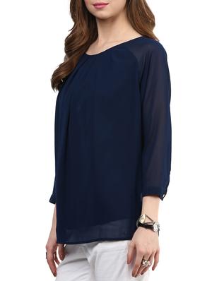 pleated neck raglan sleeved top - 10023085 - Standard Image - 2