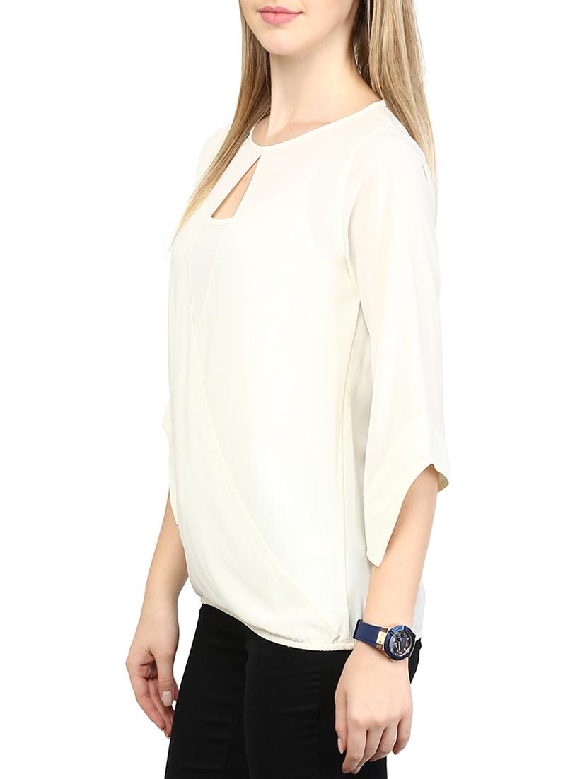keyhole neck asymmetric sleeved top - 10023103 - Zoom Image - 2