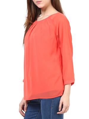 pleat detailed round neck top - 10023113 - Standard Image - 2