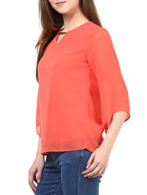 coral poly georgette top - 10023116 - Standard Image - 2