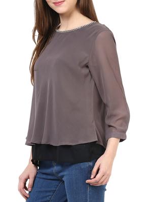 embellished neck layered top - 10023123 - Standard Image - 2