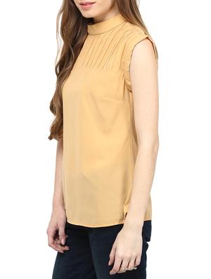 pintucked mock neck top - 10023153 - Standard Image - 2