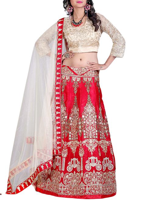 maroon velvet lehenga - 10039412 - Very Small Image - 1