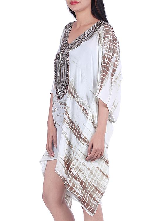 white,brown polyester dress - 10041302 - Zoom Image - 2