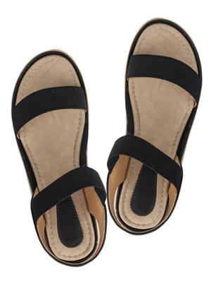 black leatherette back strap sandal - 10077177 - Standard Image - 2