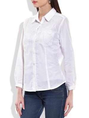 white cotton regular shirt - 10082005 - Standard Image - 2