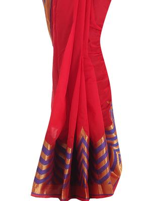 zari bordered saree with blouse - 10082689 - Standard Image - 2