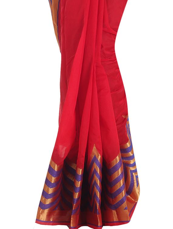 zari bordered saree with blouse - 10082689 - Zoom Image - 2