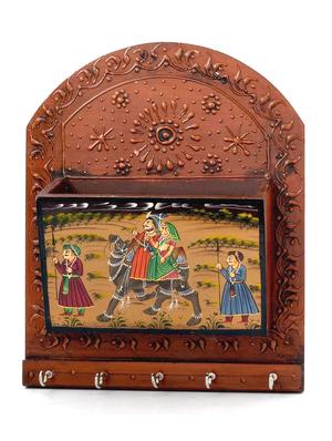 wooden hand painted magazine and 5 key holder - 10084208 - Standard Image - 2