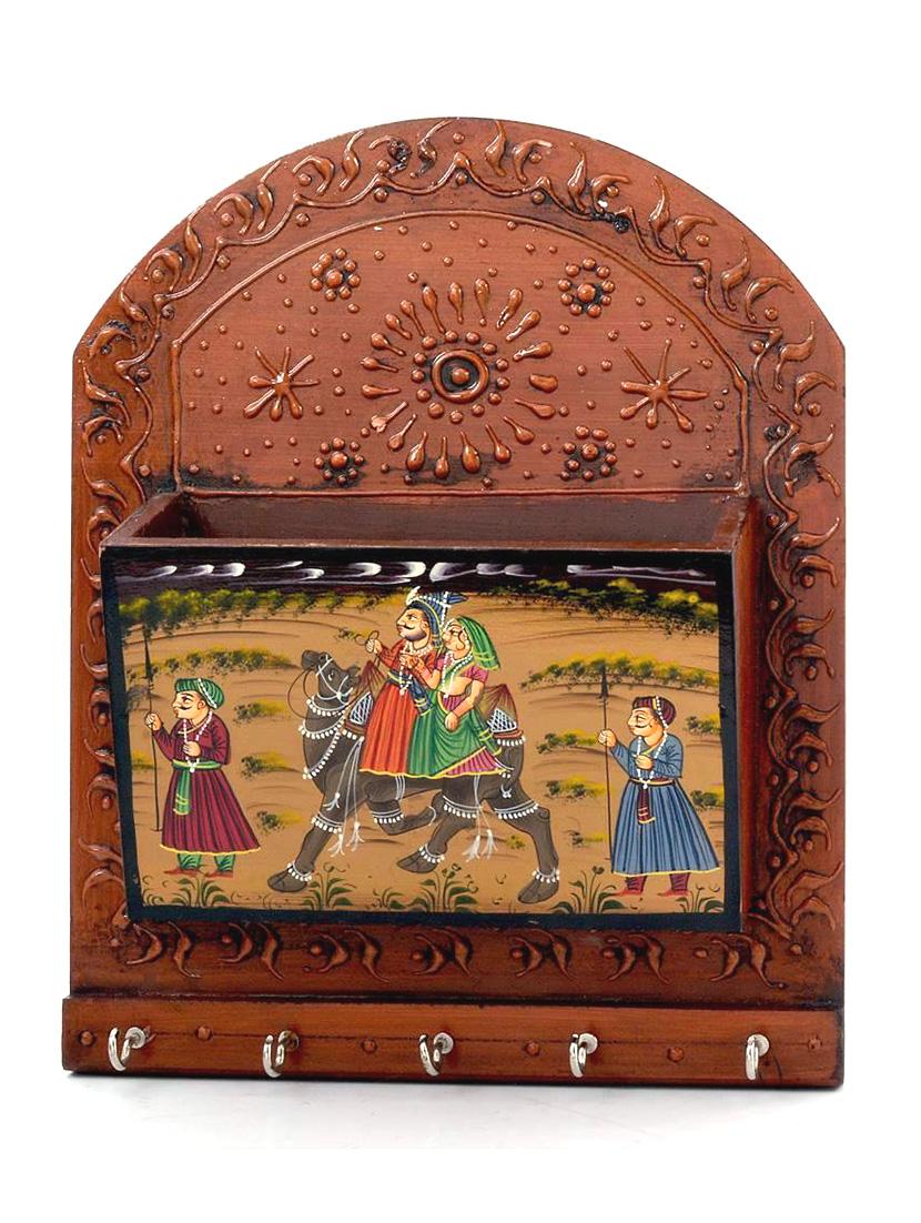 wooden hand painted magazine and 5 key holder - 10084208 - Zoom Image - 2