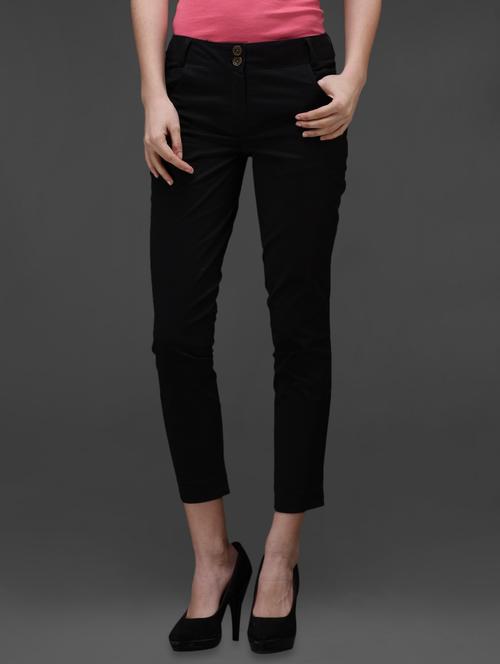 black cotton lycra trouser - 1008621 - Standard Image - 1