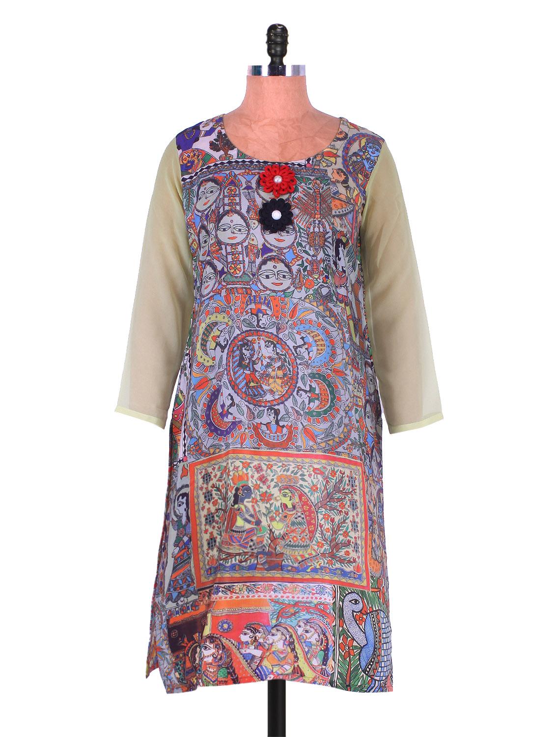 Multicoloured Digital Print Crepe Kurti - Admyrin