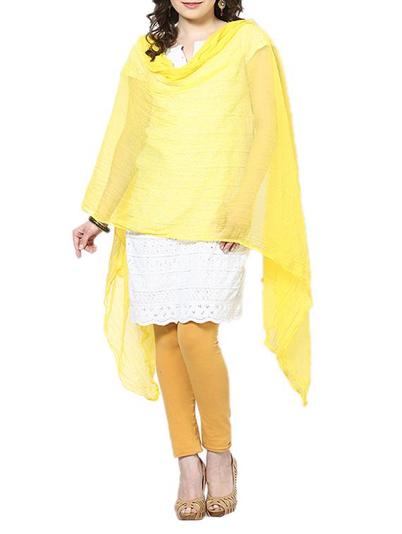 Light Yellow Chiffon Plain Dupatta - By