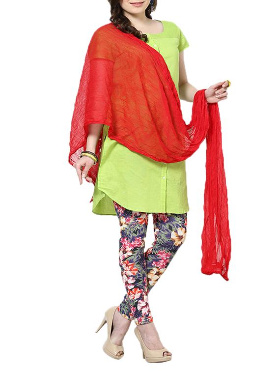 Red Chiffon Plain Dupatta - By