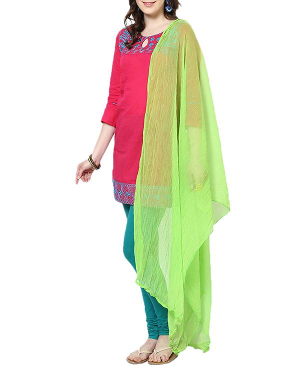 Light Green Chiffon Plain Dupatta - By