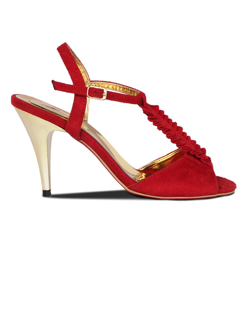 red suede ankle strap sandals - 10139375 - Zoom Image - 2