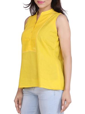 solid yellow cotton top - 10139557 - Standard Image - 2