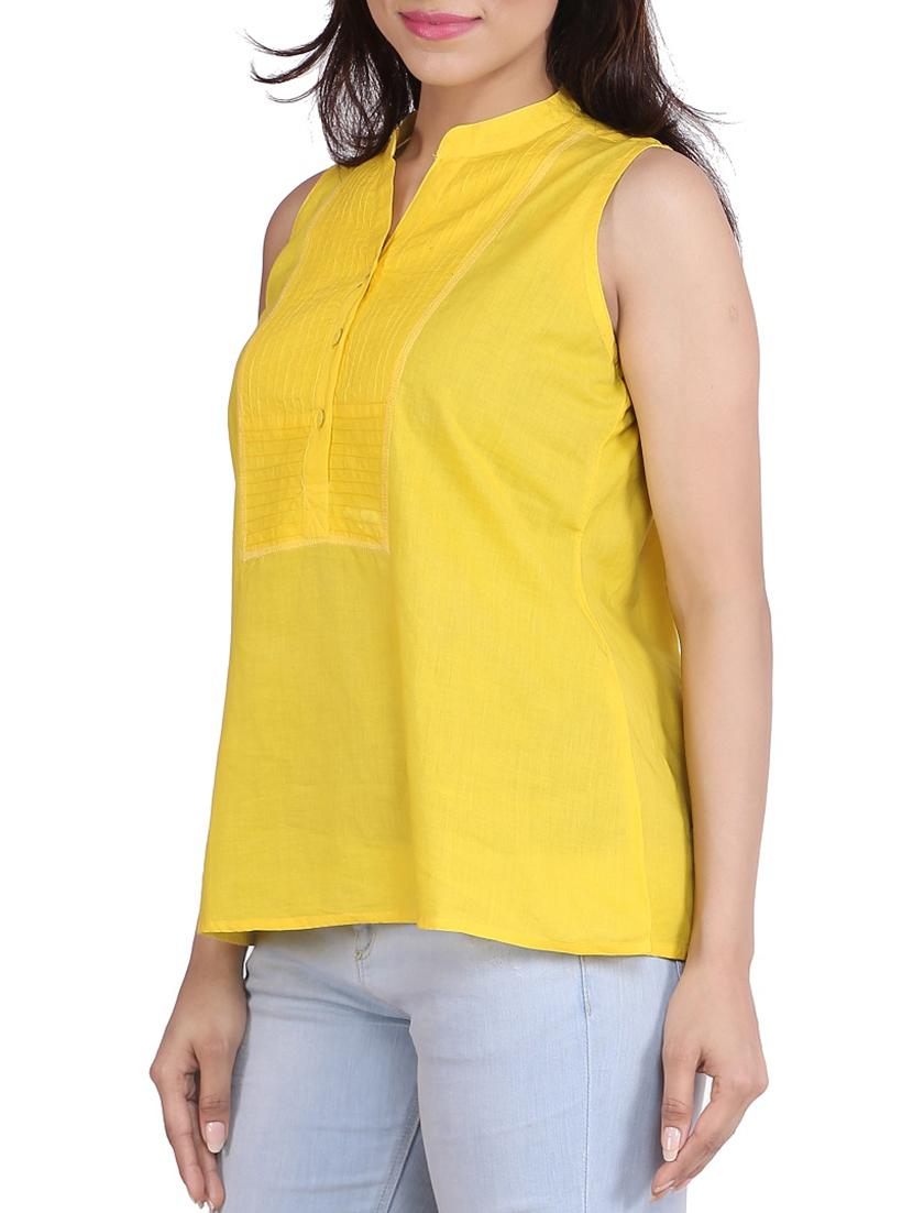 solid yellow cotton top - 10139557 - Zoom Image - 2