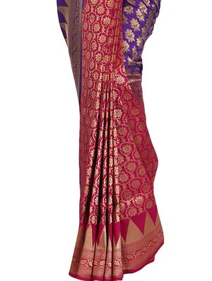 floral zari banarasi silk saree with blouse - 10147435 - Standard Image - 2
