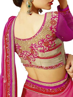 indianefashion maroon faux georgette embroidery sarees - 10163861 - Standard Image - 2