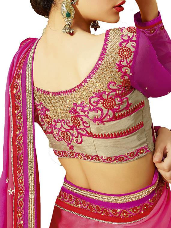 indianefashion maroon faux georgette embroidery sarees - 10163861 - Zoom Image - 2