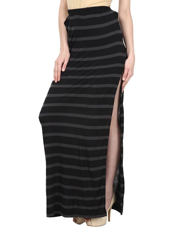 Striped side slit skirt - 10164980 - Zoom Image - 2
