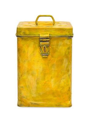 yellow handpainted stainless steel cookie container - 1017053 - Standard Image - 2