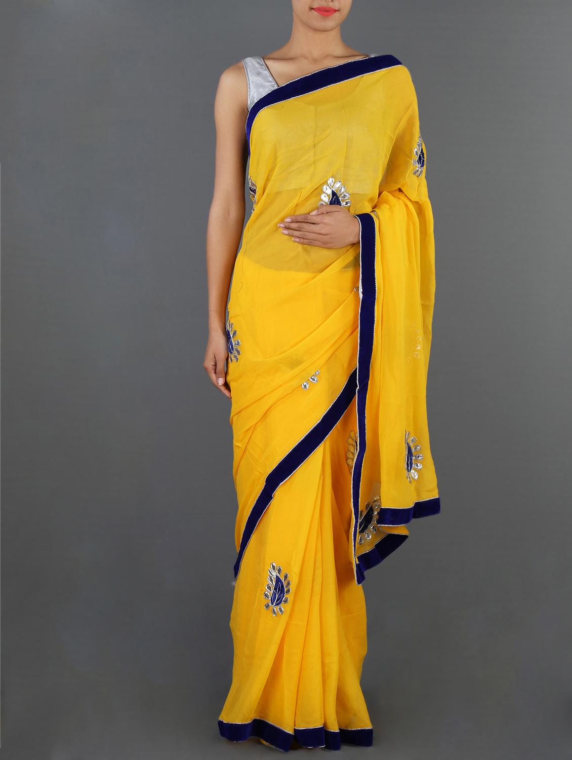 Georgette Gota Patti Hand Work Saree - Rajasthani Sarees - 1017625