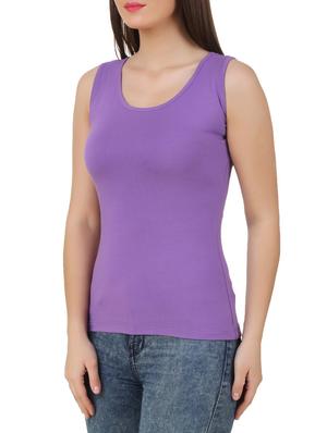 purple cotton blend top - 10193780 - Standard Image - 2