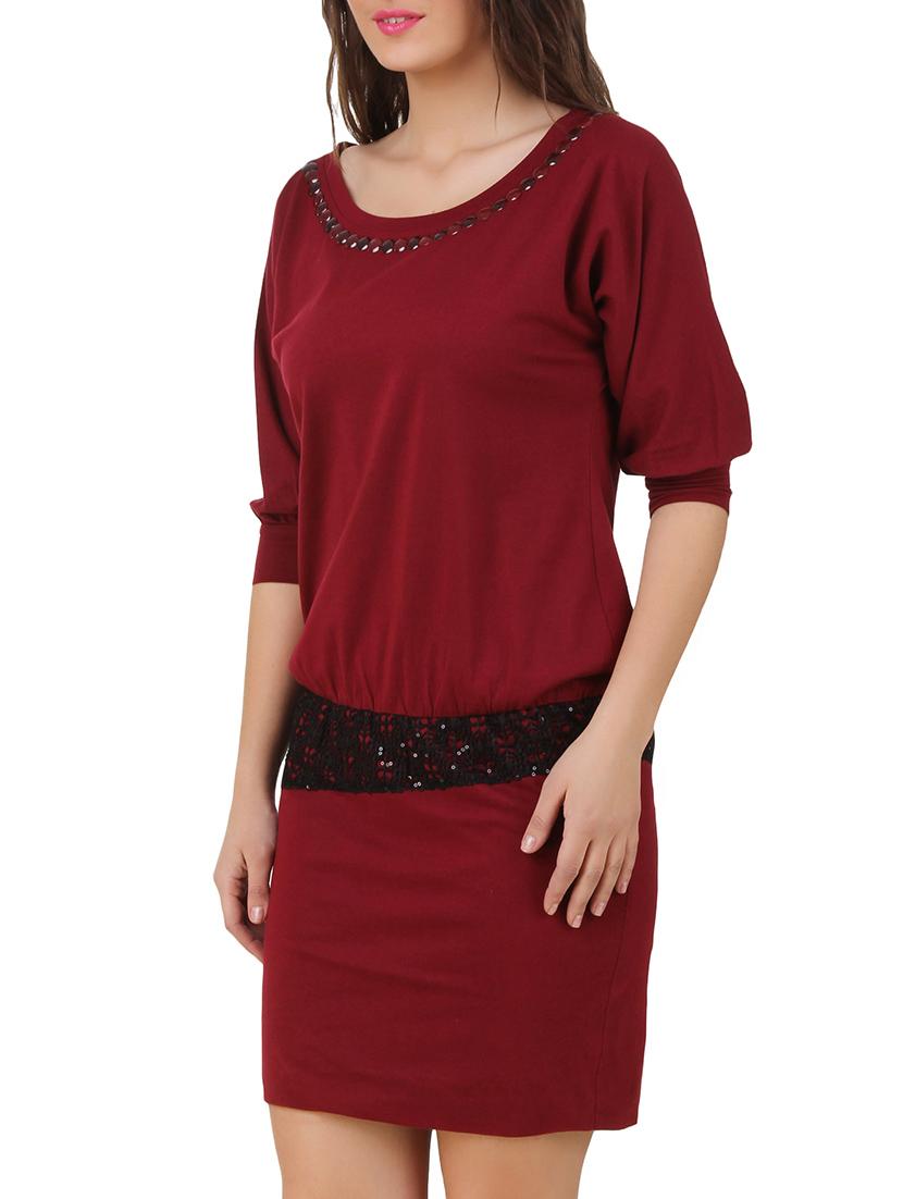 maroon cotton jersey dress - 10193834 - Zoom Image - 2