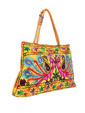 multi colored cotton handbag - 10232545 - Standard Image - 5