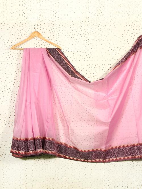 Pink Art Silk And Cotton Banarasi Saree - Prabha Creations