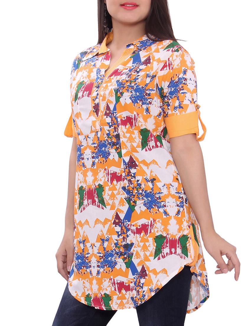 orange cotton kurta - 10236025 - Zoom Image - 2