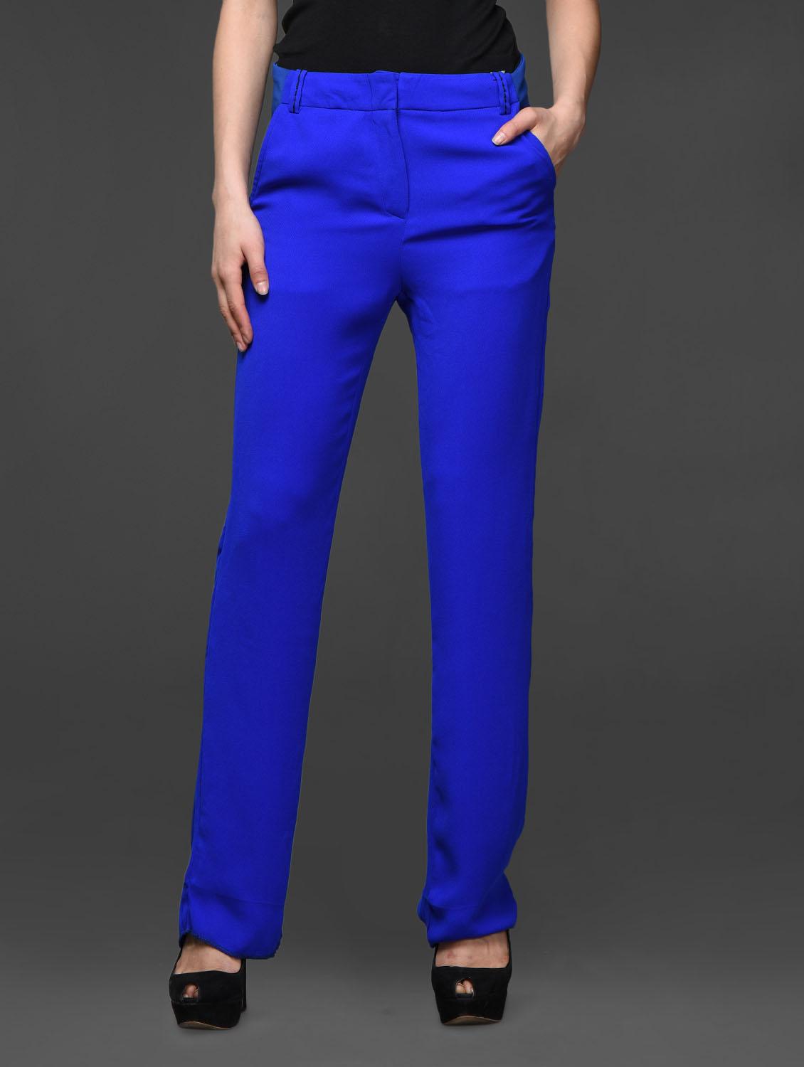 Royal Blue Wide Leg Formal Trousers - Kaaryah