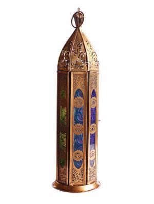 Anasa Decorative Metal & Glass Traditional Lantern Hanging T-light Candle Holder Multicolor 12 Inch - 10270561 - Standard Image - 2