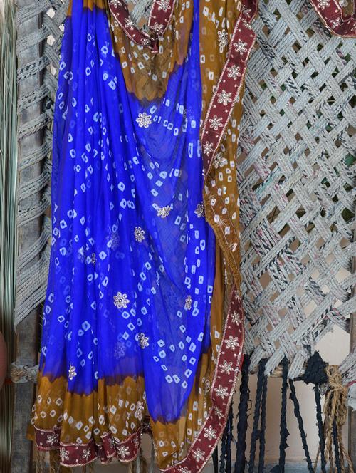 Bandhej Hand Work Saree - Lazza