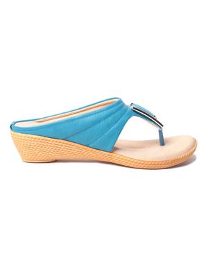 turquoise leatherette toe separator sandals - 10277363 - Standard Image - 2