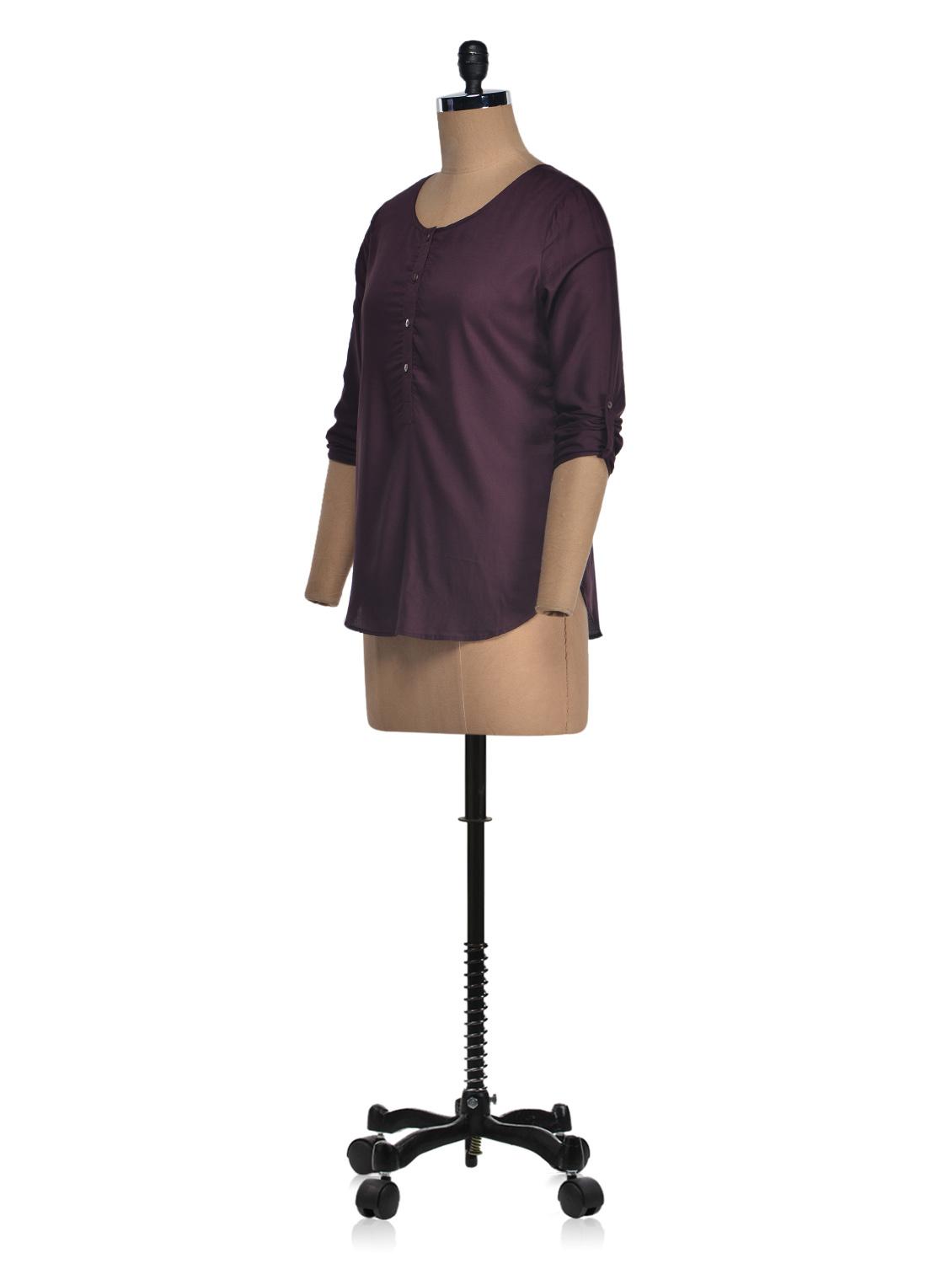 roll-up sleeves button down cotton top - 1027886 - Zoom Image - 2
