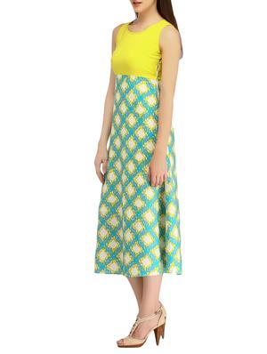 round neck printed detail a line dress - 10282684 - Standard Image - 2