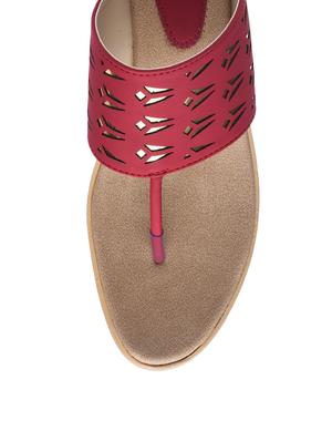 red t-strap wedge - 10288338 - Standard Image - 5