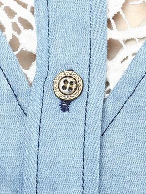 blue , white denim shirt - 10290538 - Standard Image - 5