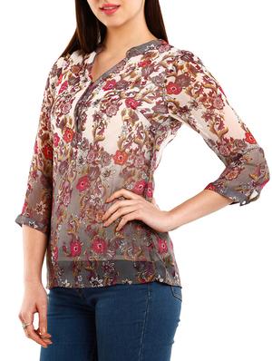 charcoal poly cotton top - 10292639 - Standard Image - 2