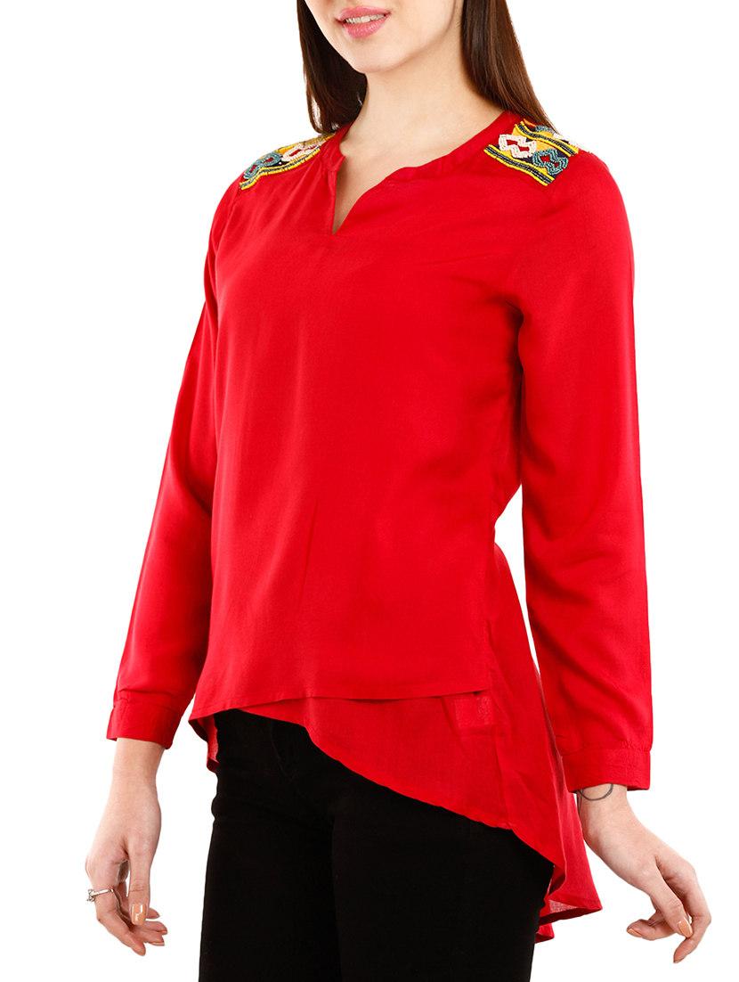 solid red viscose top - 10292688 - Zoom Image - 2